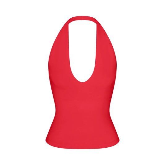 SMOOTH LAYERS HALTER TOP | CARMINE