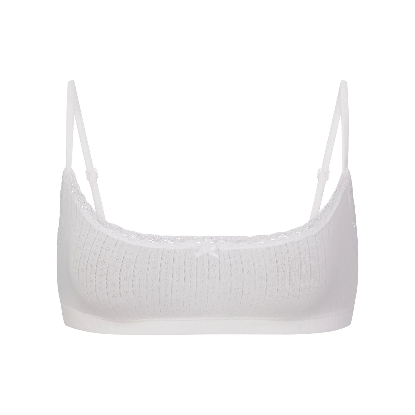 LIGHTWEIGHT COTTON POINTELLE SCOOP BRALETTE | SNOW