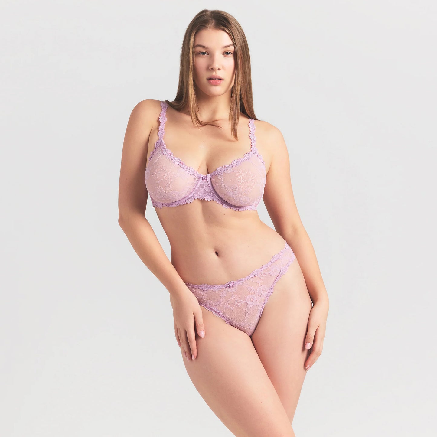 STRETCH LACE UNLINED DEMI BRA | BABY PINK