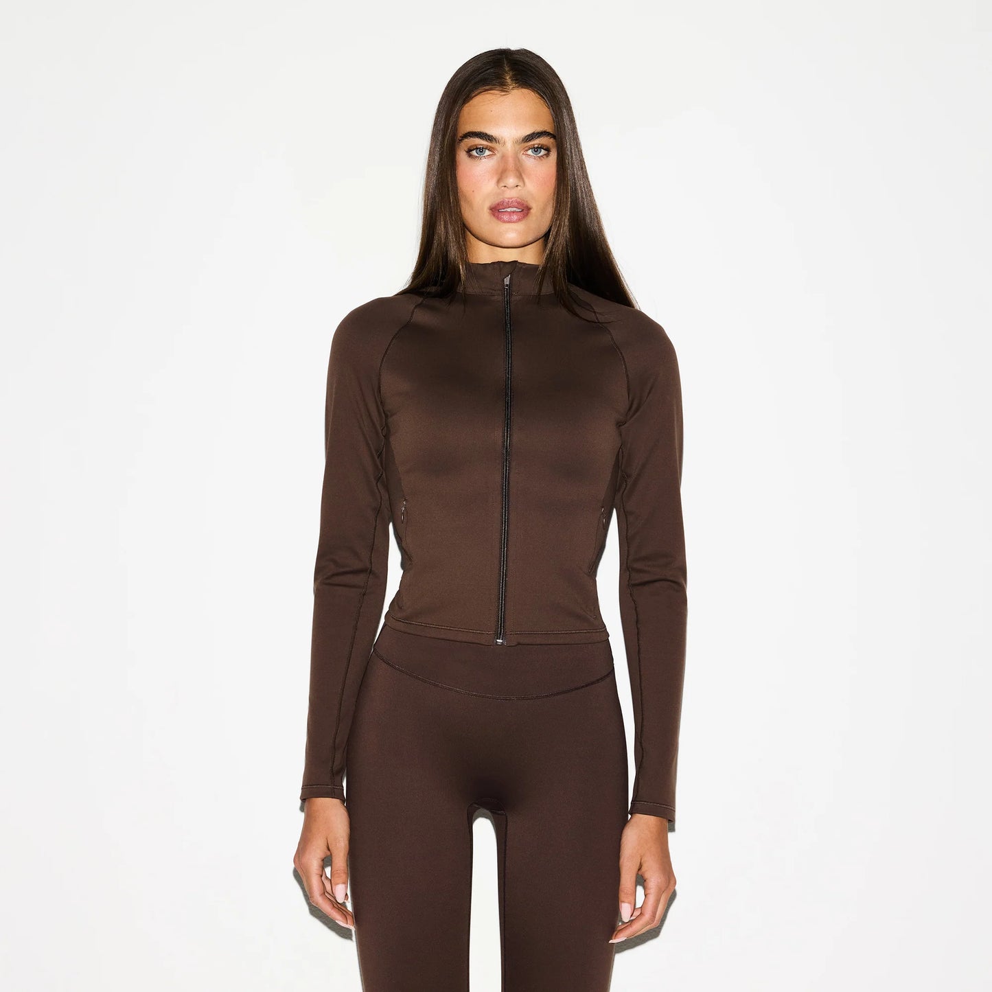 NikeSKIMS MATTE MOCK NECK FULL ZIP JACKET | DARK SEPIA