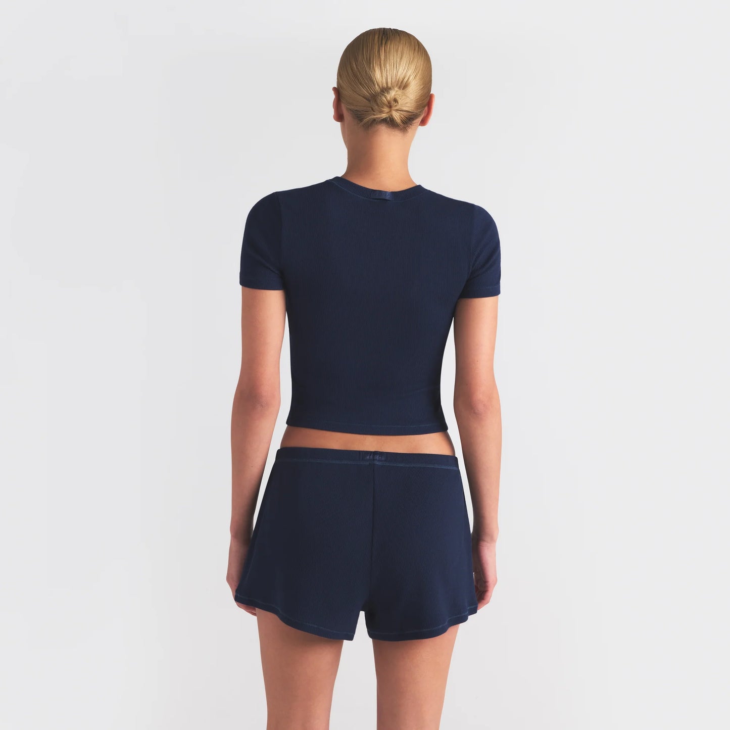 COTTON RIB LOOSE SHORT | NAVY