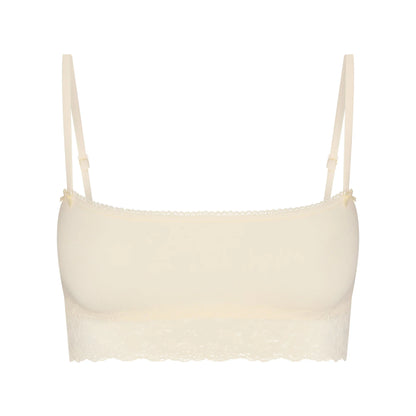 LIGHTWEIGHT COTTON STRAIGHT NECK BRALETTE | BUTTER TONAL