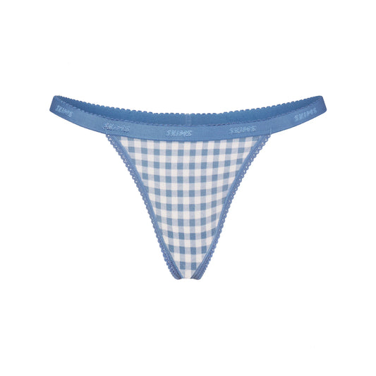 LIGHTWEIGHT COTTON LOGO PICOT THONG | ARCTIC GINGHAM
