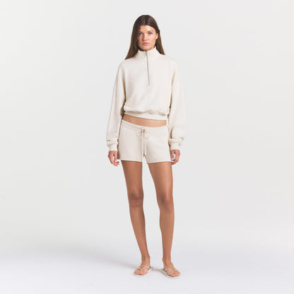 DRAPEY FRENCH TERRY HALF ZIP | BUFF