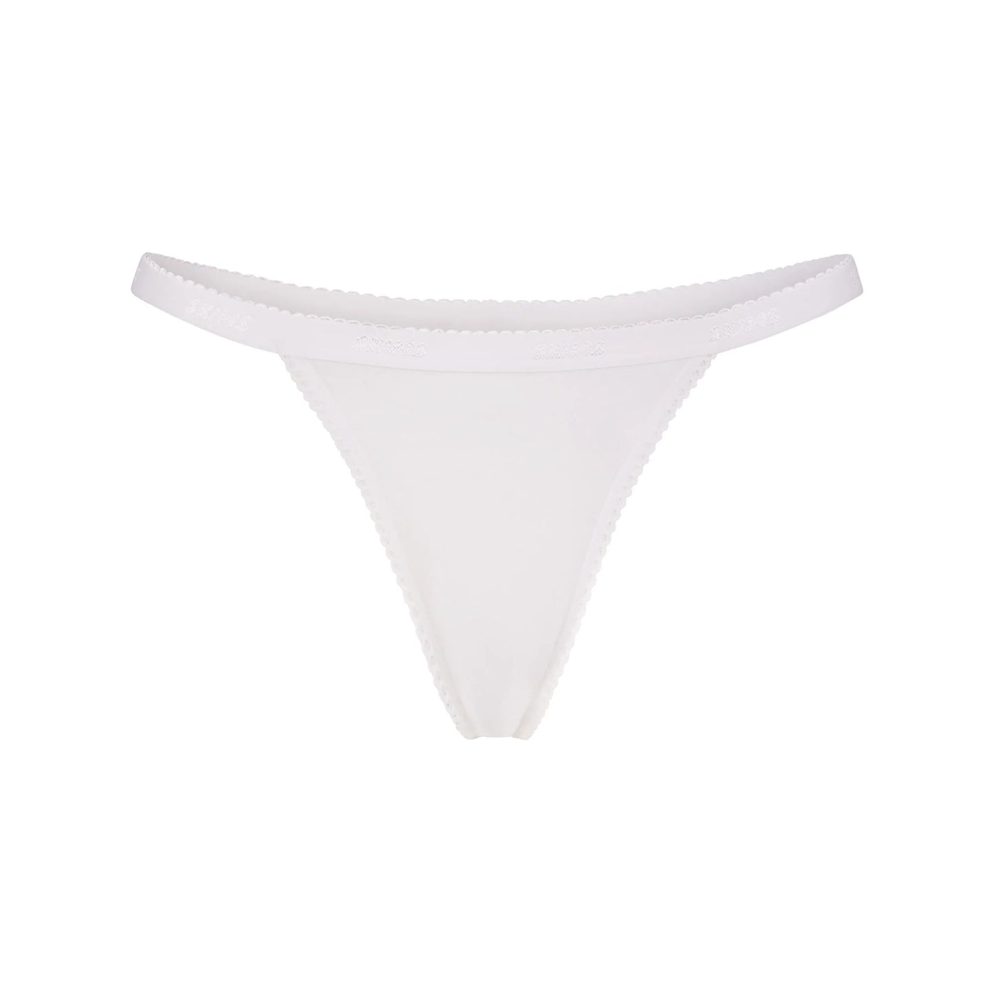 LIGHTWEIGHT COTTON LOGO PICOT THONG | SNOW