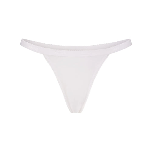 LIGHTWEIGHT COTTON LOGO PICOT THONG | SNOW