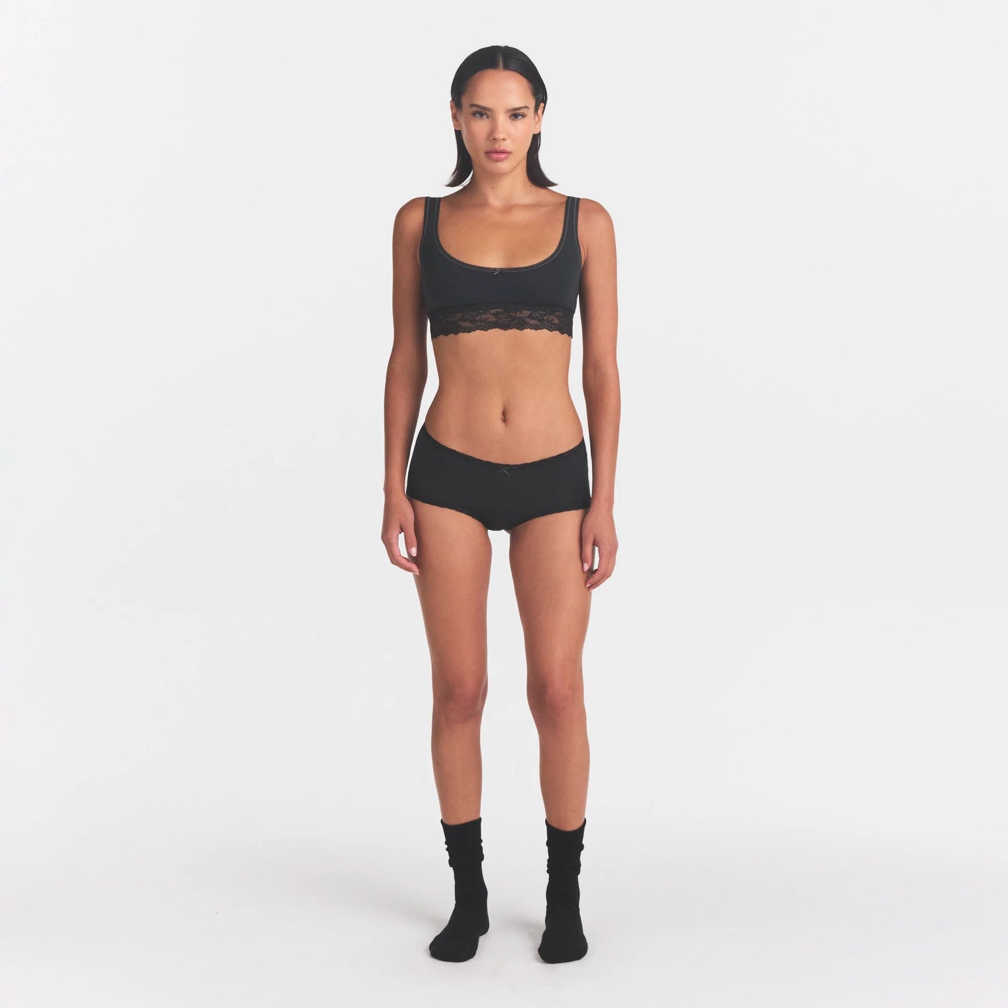 LIGHTWEIGHT COTTON LACE SCOOP BRALETTE | SOOT TONAL