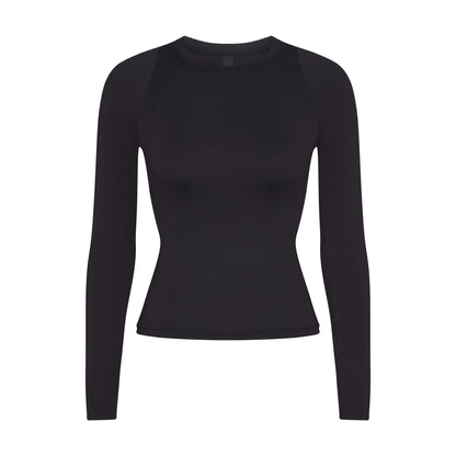 NikeSKIMS AIRY LONG SLEEVE CREW NECK TOP | OBSIDIAN