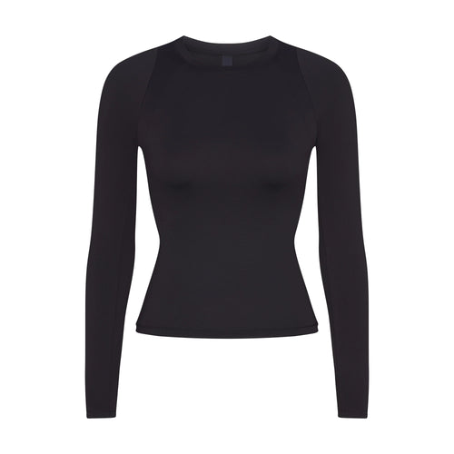 NikeSKIMS AIRY LONG SLEEVE CREW NECK TOP | OBSIDIAN