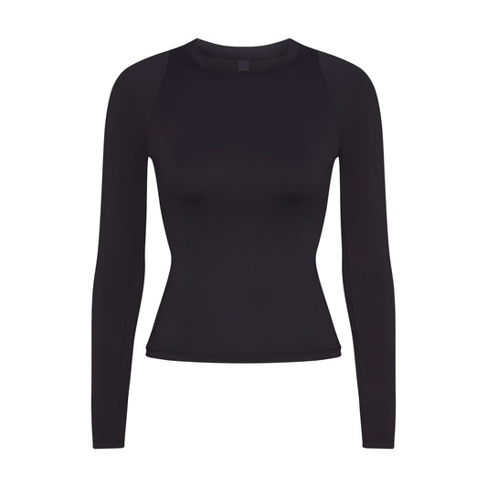 NikeSKIMS AIRY LONG SLEEVE CREW NECK TOP | OBSIDIAN