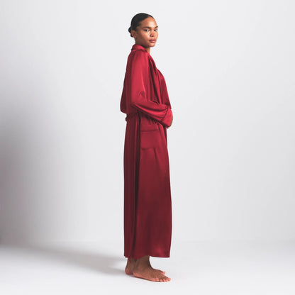 WOVEN SHINE LONG ROBE | BRICK