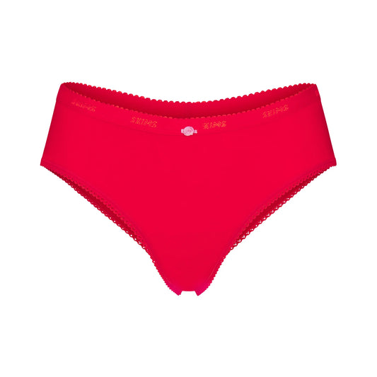 LIGHTWEIGHT COTTON LOGO PICOT HIPSTER | RUBY TONAL