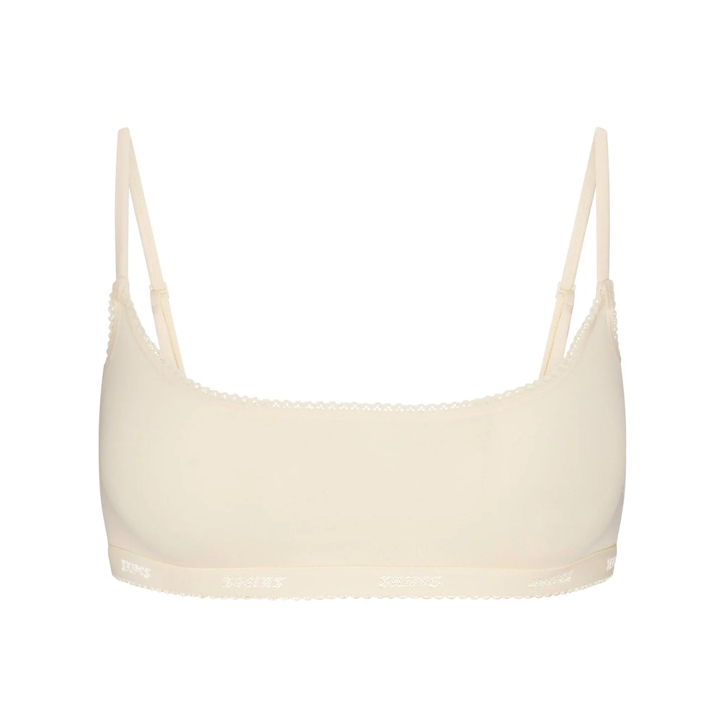 LIGHTWEIGHT COTTON LOGO PICOT SCOOP BRALETTE | BUTTER TONAL