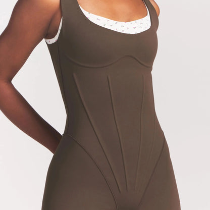 NikeSKIMS MATTE CORSET 2" ONE PIECE | DARK SEPIA