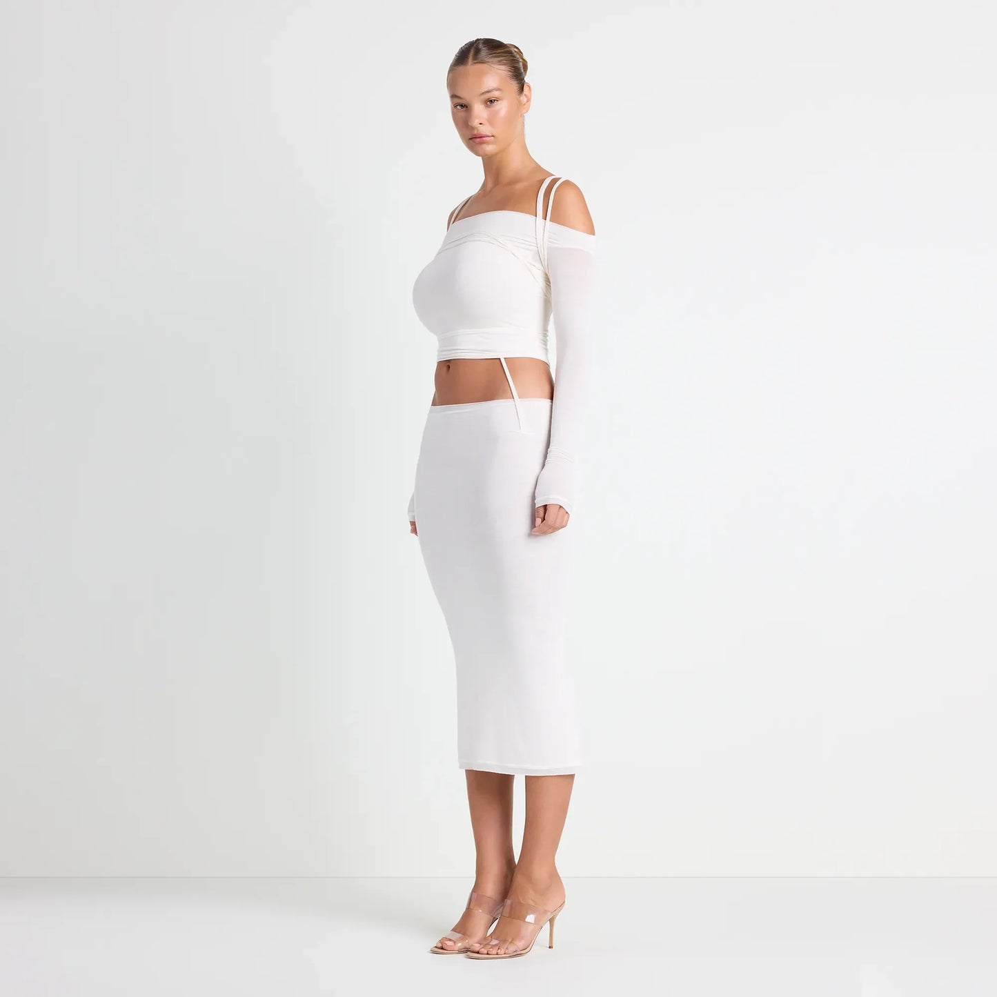 VETTESE X SKIMS SHEER MODAL MIDI SKIRT | ECRU