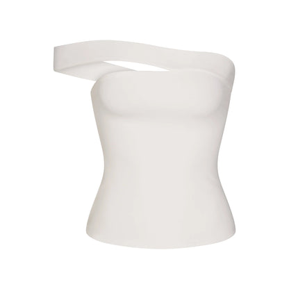 COTTON JERSEY ASYMMETRICAL TOP | MARBLE