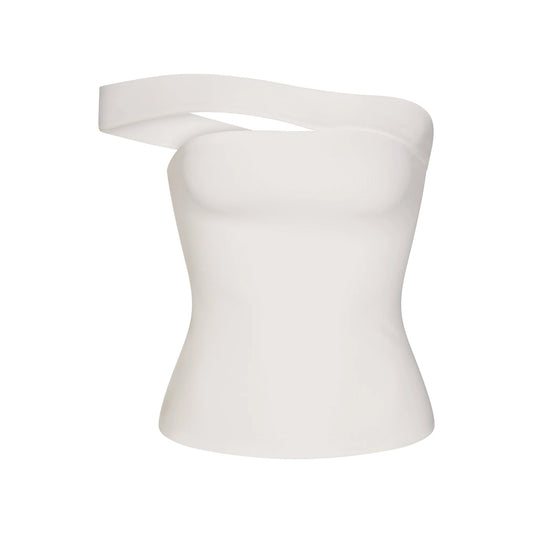 COTTON JERSEY ASYMMETRICAL TOP | MARBLE