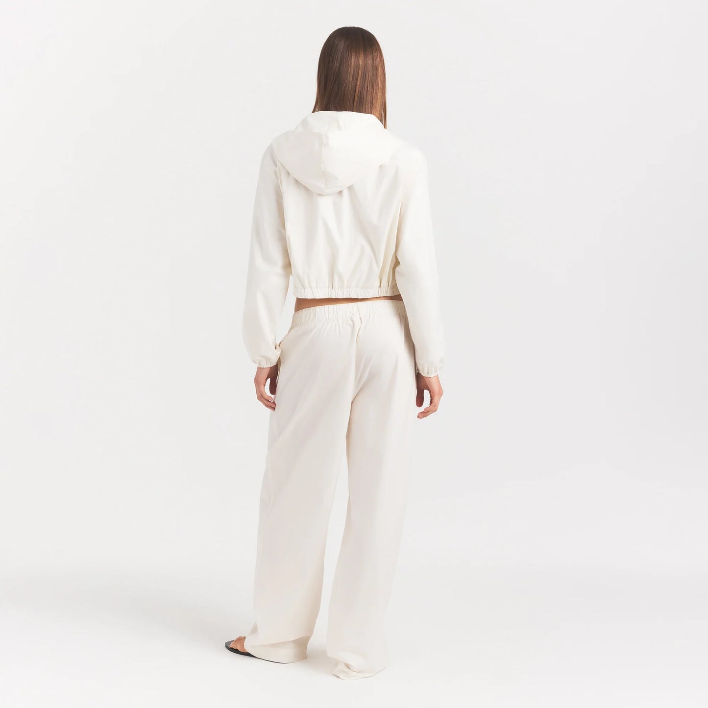 WOVEN COTTON OVERSIZED STRAIGHT LEG PANT | EGRET