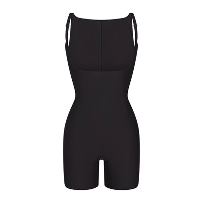 SKIMS BODY CORE SCULPT BACK SMOOTHING OPEN BUST MID THIGH BODYSUIT | ONYX