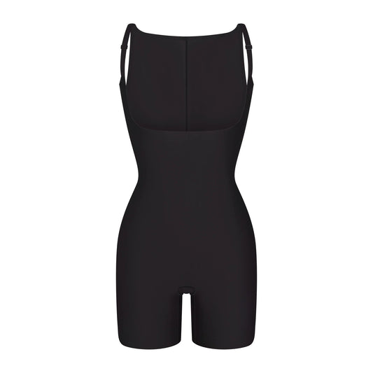 SKIMS BODY CORE SCULPT BACK SMOOTHING OPEN BUST MID THIGH BODYSUIT | ONYX