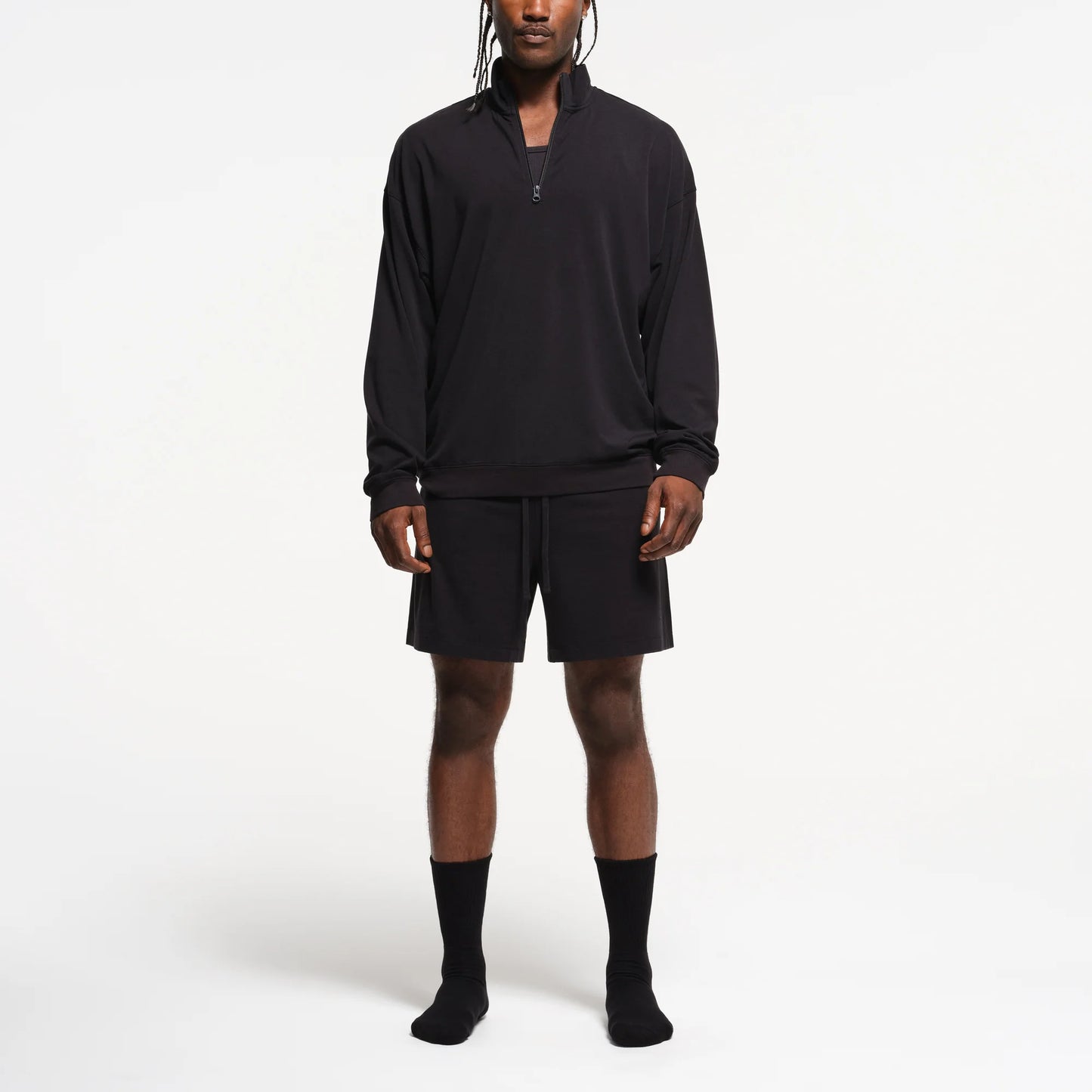 JERSEY LOUNGE MENS RELAXED QUARTER ZIP PULLOVER | OBSIDIAN