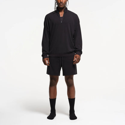 JERSEY LOUNGE MENS RELAXED QUARTER ZIP PULLOVER | OBSIDIAN