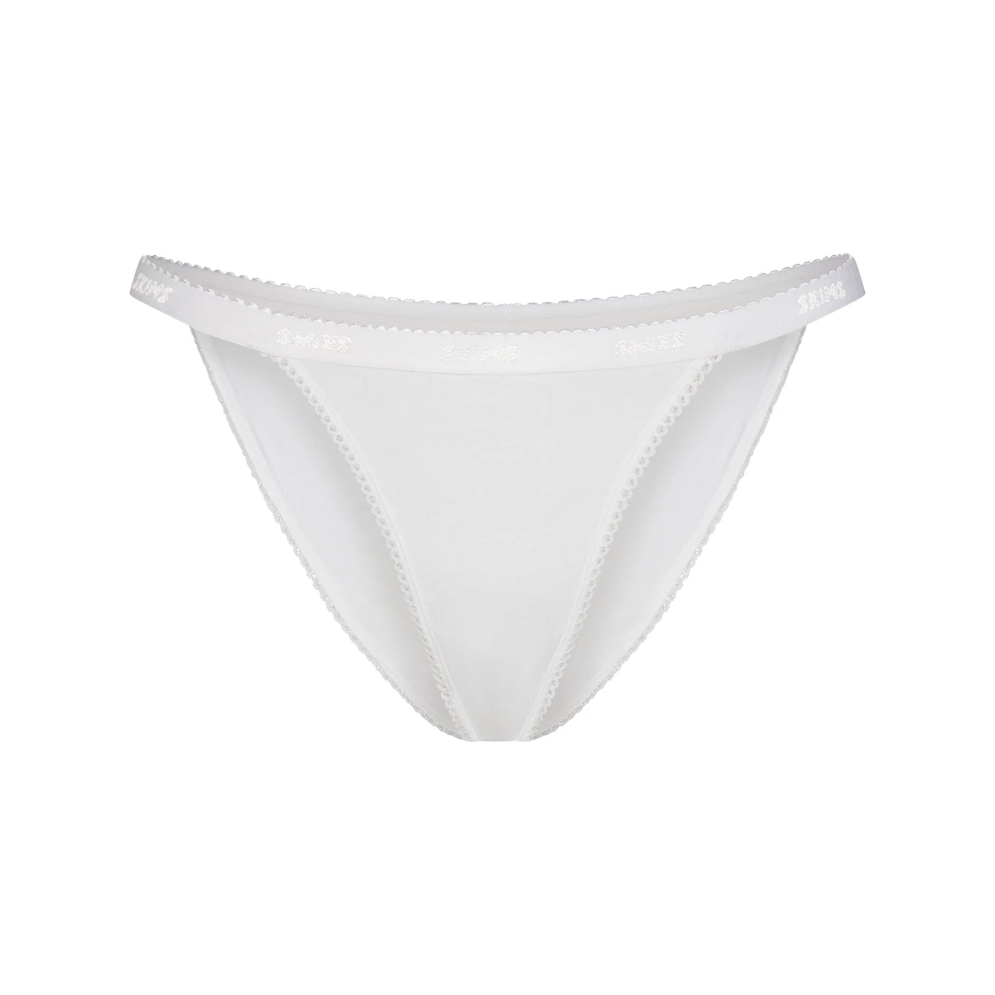 LIGHTWEIGHT COTTON LOGO PICOT STRING BIKINI | SNOW