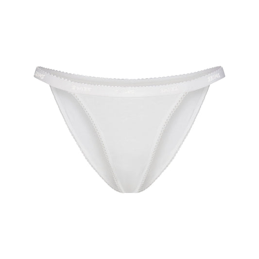 LIGHTWEIGHT COTTON LOGO PICOT STRING BIKINI | SNOW