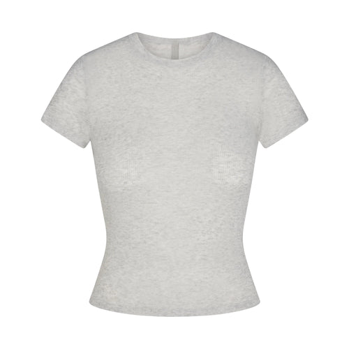 SHEER RIB T-SHIRT | LIGHT HEATHER GREY