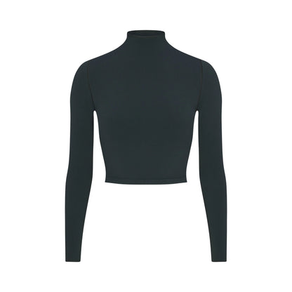 NikeSKIMS VINTAGE SEAMLESS MOCK NECK CROP TOP | DARK TEAL