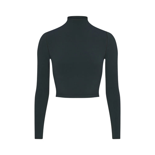 NikeSKIMS VINTAGE SEAMLESS MOCK NECK CROP TOP | DARK TEAL