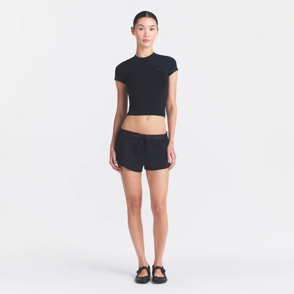 NikeSKIMS STRETCH KNIT CROPPED T-SHIRT | OBSIDIAN