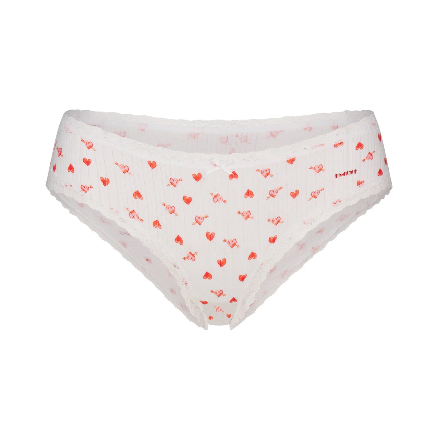LIGHTWEIGHT COTTON POINTELLE LACE BRIEF | SNOW ARROWED HEARTS
