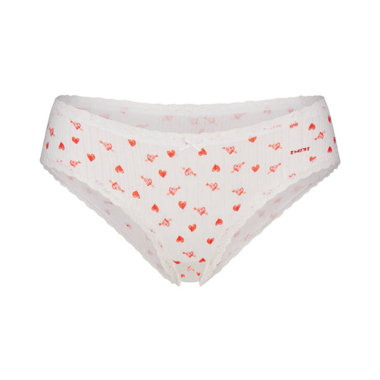LIGHTWEIGHT COTTON POINTELLE LACE BRIEF | SNOW ARROWED HEARTS