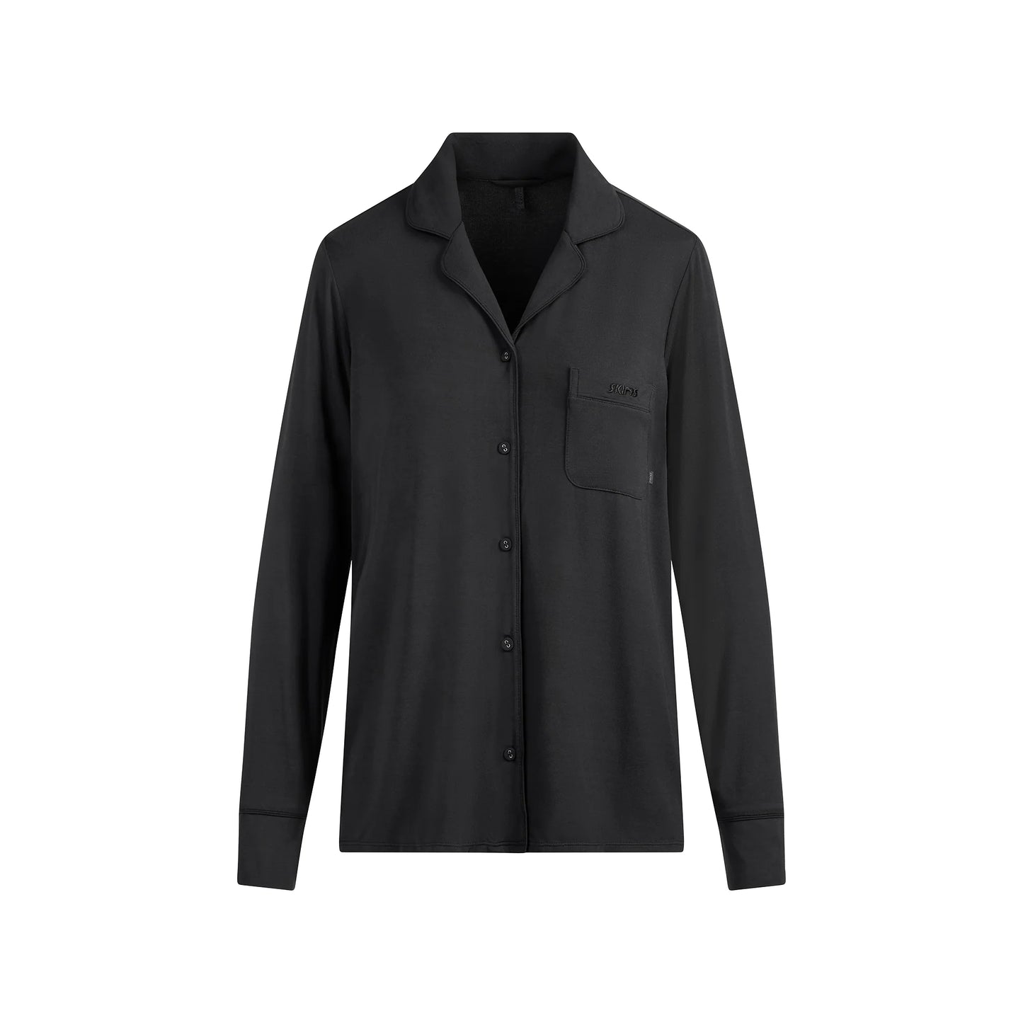 SKIMS SLEEP LONG SLEEVE BUTTON UP SET | ONYX