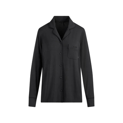 SKIMS SLEEP LONG SLEEVE BUTTON UP SET | ONYX