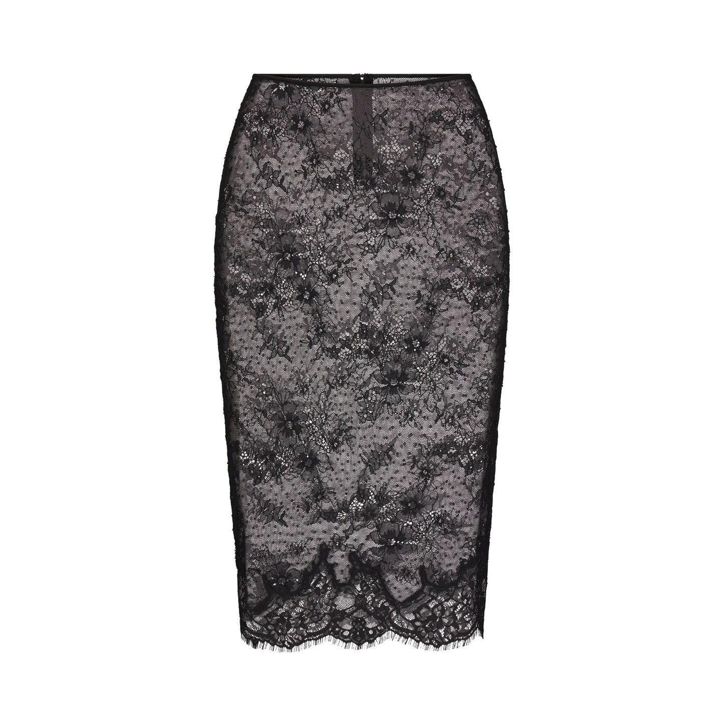 ULTRA FINE LACE MIDI SKIRT | OBSIDIAN