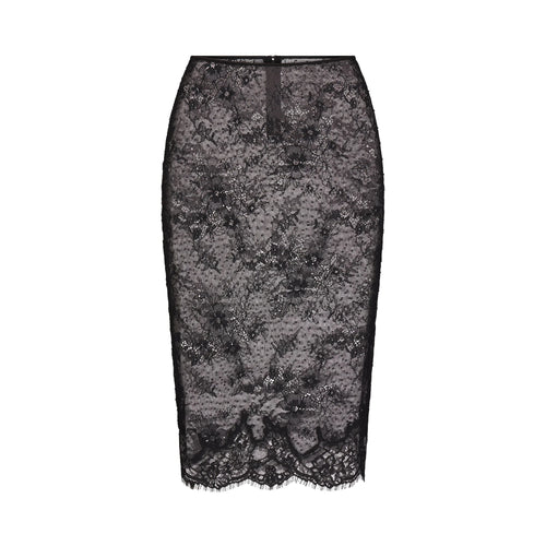 ULTRA FINE LACE MIDI SKIRT | OBSIDIAN