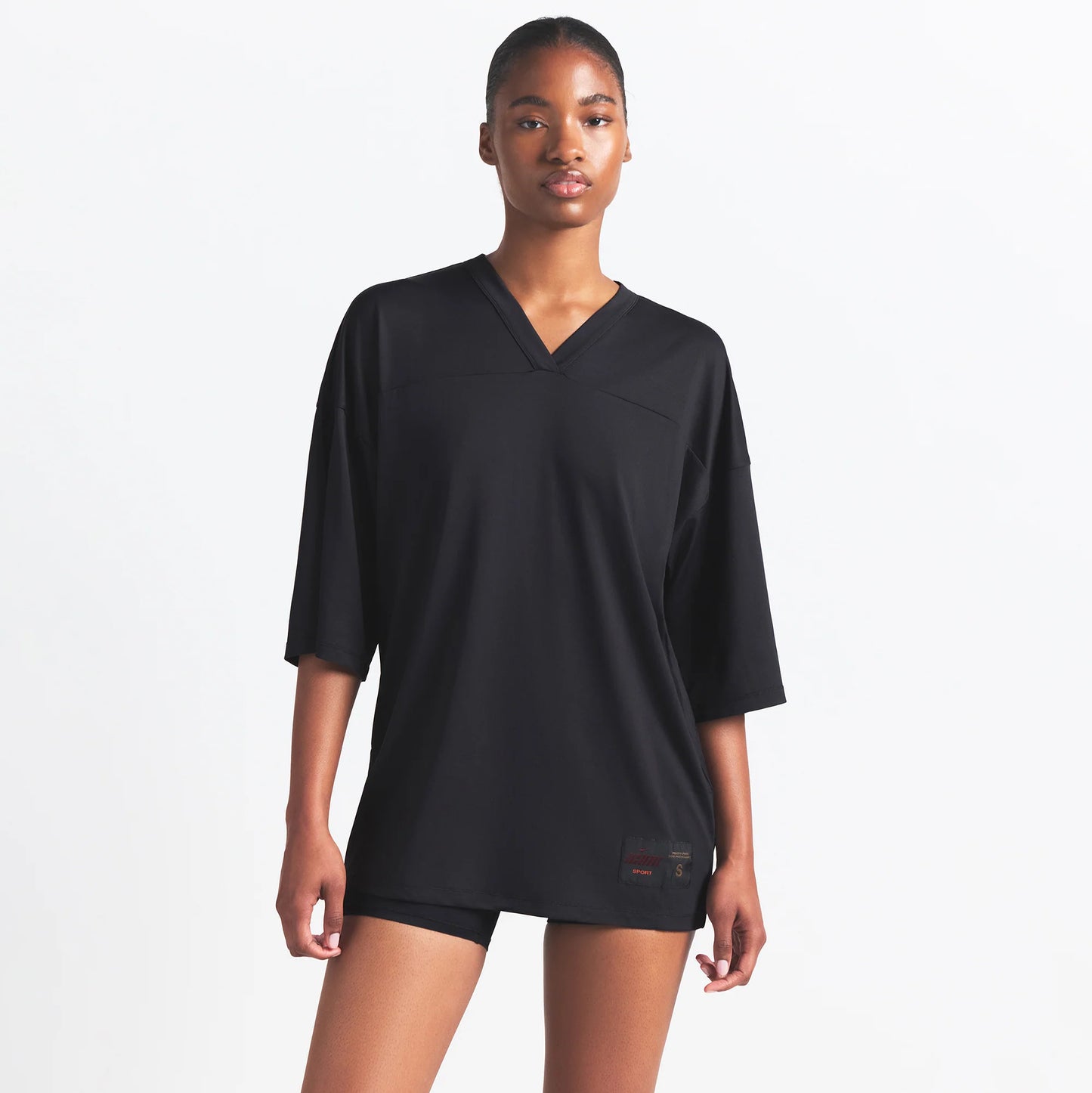 NikeSKIMS AIRY V-NECK OVERSIZED TOP | OBSIDIAN