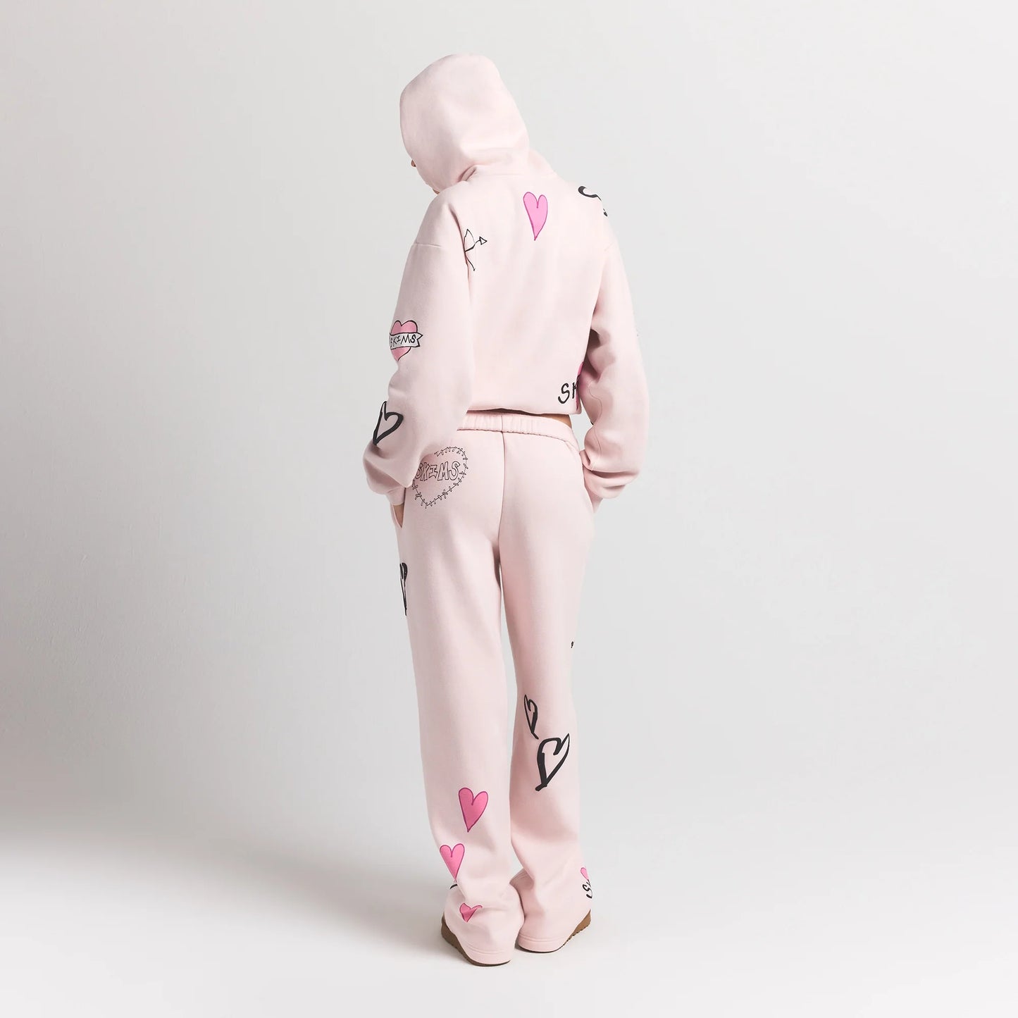 COTTON FLEECE CLASSIC HOODIE | BARELY PINK ANGEL SKETCH