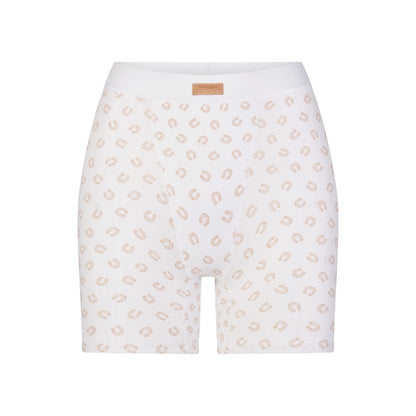 COTTON RIB BOXER | OCHRE HORSESHOE PRINT