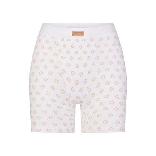 COTTON RIB BOXER | OCHRE HORSESHOE PRINT