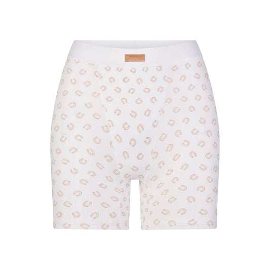 COTTON RIB BOXER | OCHRE HORSESHOE PRINT