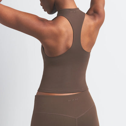 NikeSKIMS MATTE MOCK NECK RACER TANK | DARK SEPIA