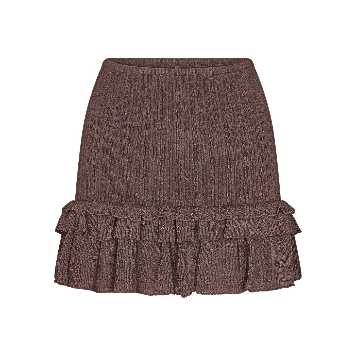 SHEER KNIT RUFFLE MINI SKIRT | AMETHYST