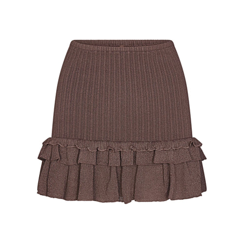 SHEER KNIT RUFFLE MINI SKIRT | AMETHYST