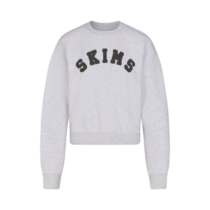 COTTON FLEECE LOGO CLASSIC CREWNECK | LIGHT HEATHER GREY WITH ONYX LOGO