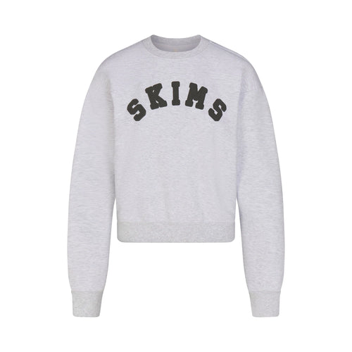 COTTON FLEECE LOGO CLASSIC CREWNECK | LIGHT HEATHER GREY WITH ONYX LOGO