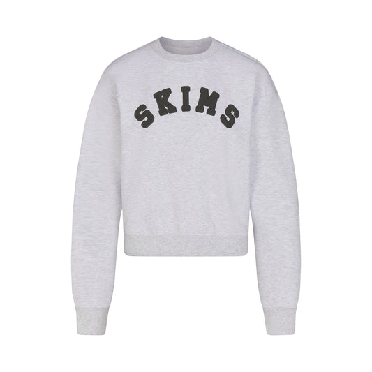 COTTON FLEECE LOGO CLASSIC CREWNECK | LIGHT HEATHER GREY WITH ONYX LOGO