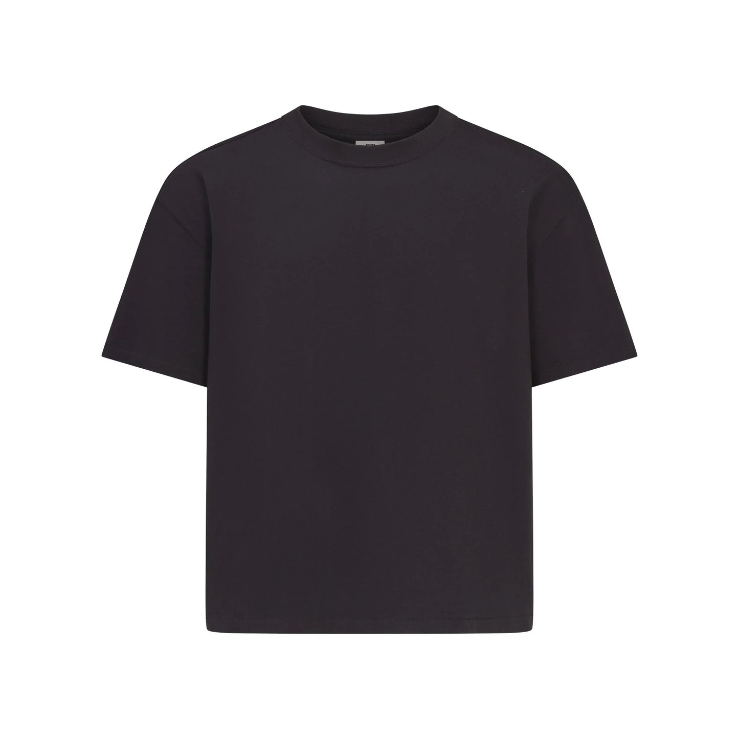 HEAVYWEIGHT COTTON MENS RELAXED CROPPED CREWNECK | OBSIDIAN